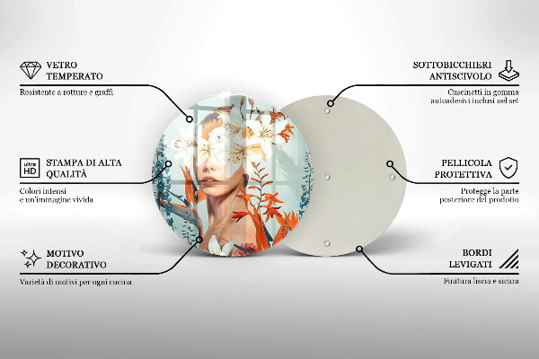 Kuchynská doska veľká zo skla Žena v kvetoch