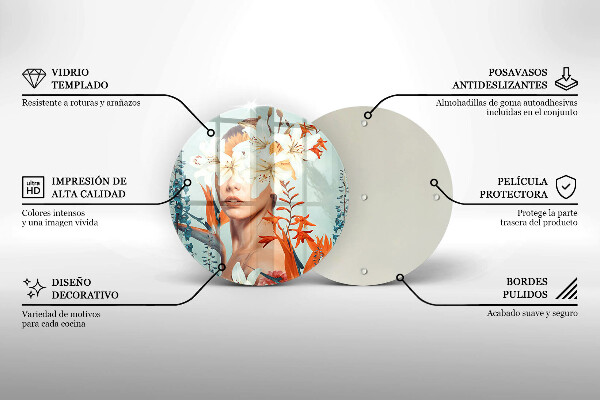 Kuchynská doska veľká zo skla Žena v kvetoch