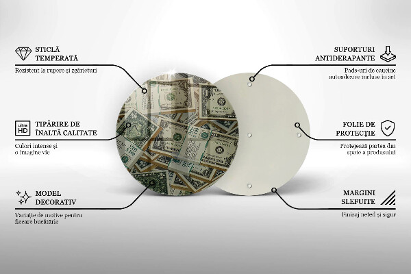 Kuchynská doska zo skla Peniaze doláre