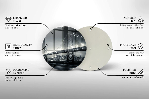 Kuchynská doska veľká zo skla Most Benjamina Franklina
