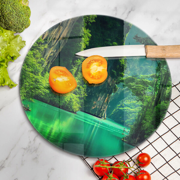 Kuchynská doska veľká zo skla Lagúnová krajina