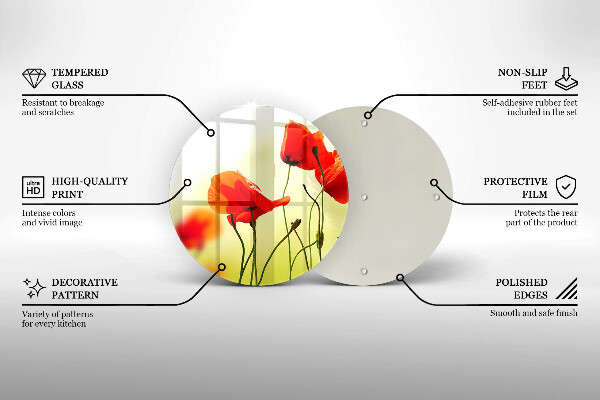 Kuchynská doska zo skla Červené kvety maku