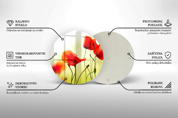 Kuchynská doska zo skla Červené kvety maku