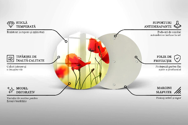 Kuchynská doska zo skla Červené kvety maku