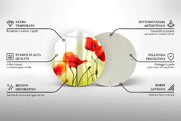 Kuchynská doska zo skla Červené kvety maku