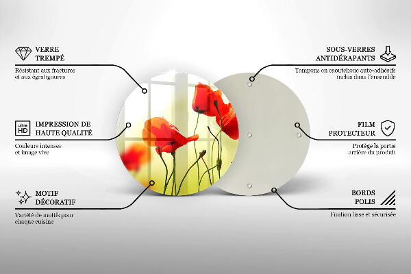 Kuchynská doska zo skla Červené kvety maku