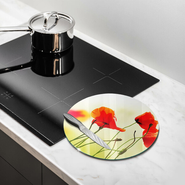 Kuchynská doska zo skla Červené kvety maku