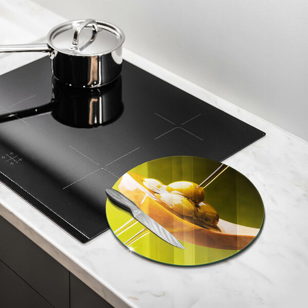 Kuchynská doska zo skla Olivový olej a olivy