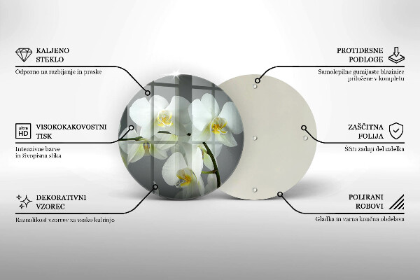 Kuchynská doska zo skla Biele kvety orchideí