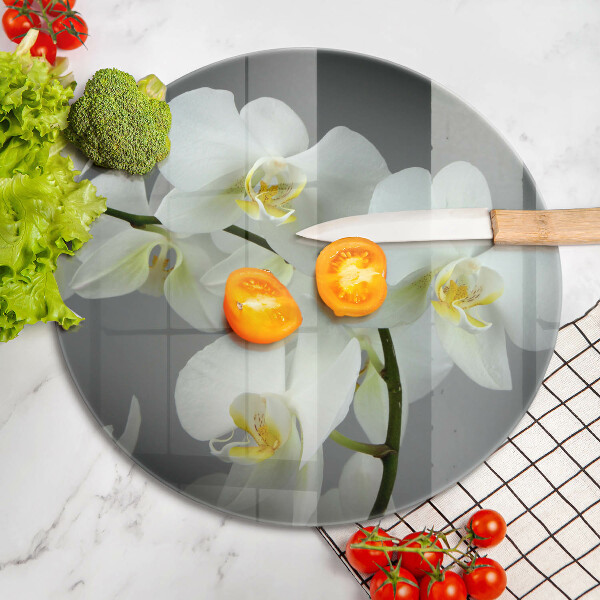 Kuchynská doska zo skla Biele kvety orchideí