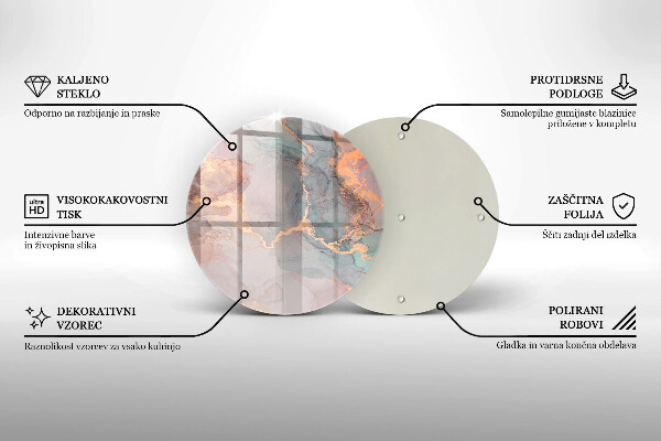 Kuchynská doska veľká zo skla Mramor so zlatom