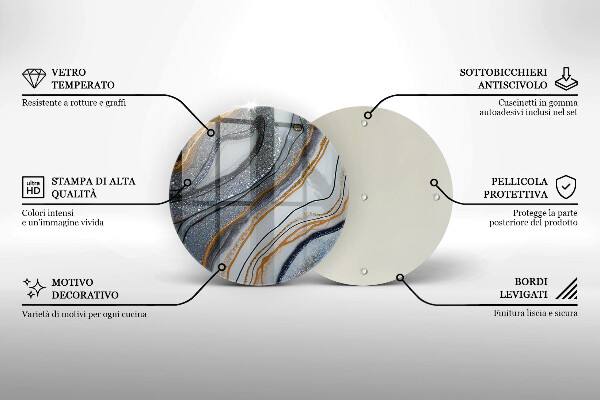 Kuchynská doska veľká zo skla skala so zlatom