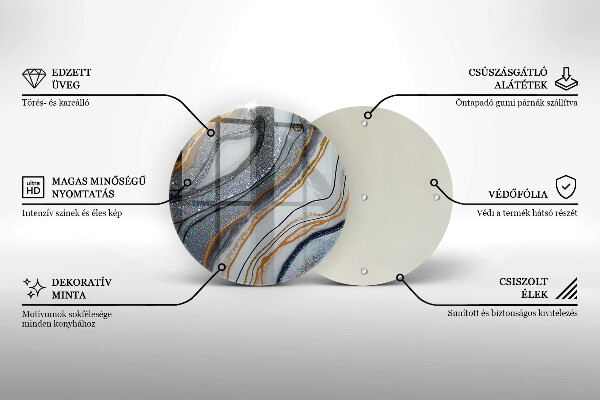 Kuchynská doska veľká zo skla skala so zlatom