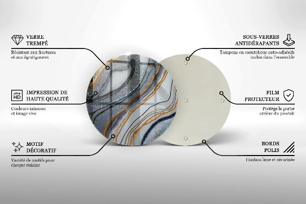 Kuchynská doska veľká zo skla skala so zlatom