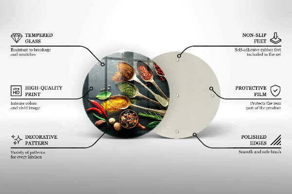 Kuchynská doska veľká zo skla Kuchynské lyžice korenia