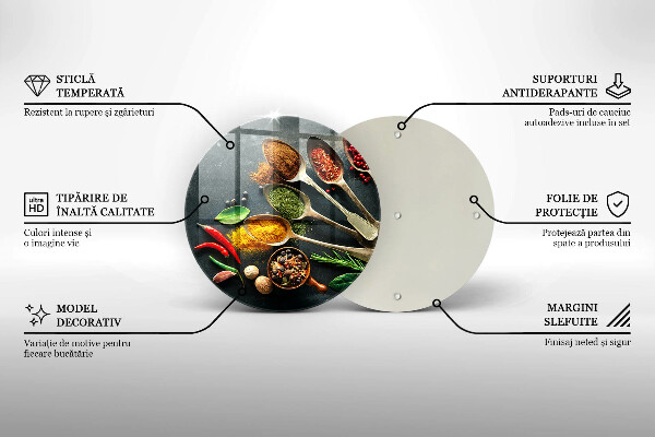 Kuchynská doska veľká zo skla Kuchynské lyžice korenia