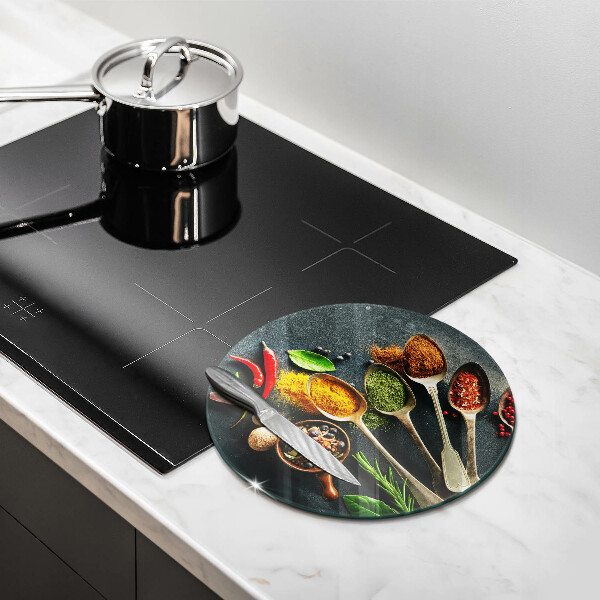 Kuchynská doska veľká zo skla Kuchynské lyžice korenia