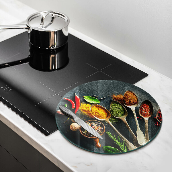 Kuchynská doska veľká zo skla Kuchynské lyžice korenia