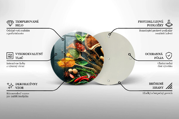 Kuchynská doska veľká zo skla Lyžičky kuchynského korenia