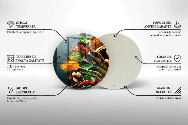 Kuchynská doska veľká zo skla Lyžičky kuchynského korenia