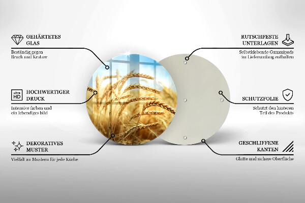 Kuchynská doska veľká zo skla Klasy obilnín na poli