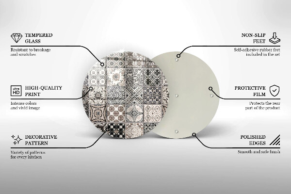 Kuchynská doska zo skla Dekoratívne dlaždice