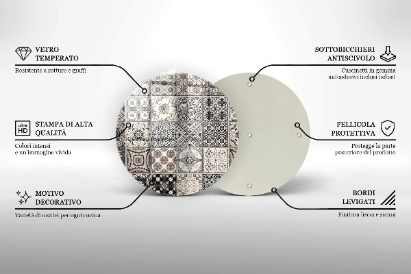 Kuchynská doska zo skla Dekoratívne dlaždice