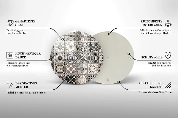 Kuchynská doska zo skla Dekoratívne dlaždice