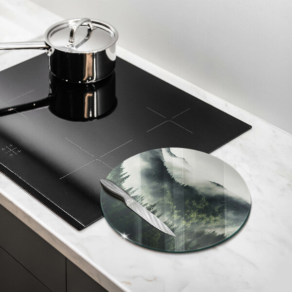 Kuchynská doska veľká zo skla Krajina lesa a hmly