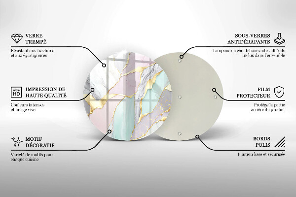 Kuchynská doska veľká zo skla Pastelový mramor
