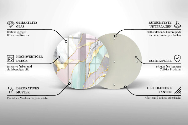 Kuchynská doska veľká zo skla Pastelový mramor