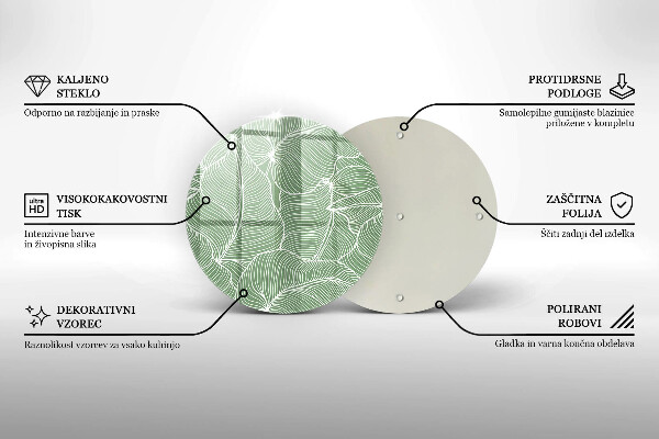 Kuchynská doska veľká zo skla Lineárne listy