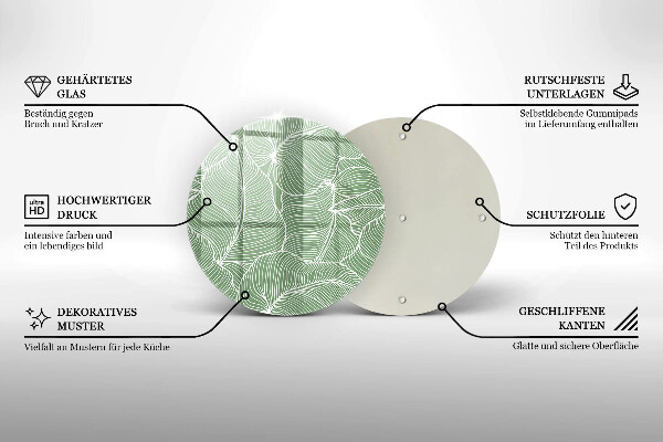 Kuchynská doska veľká zo skla Lineárne listy