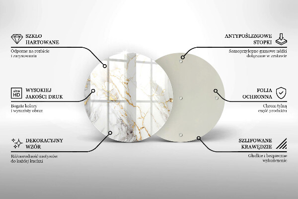 Kuchynská doska veľká zo skla Svetlý mramor so zlatom