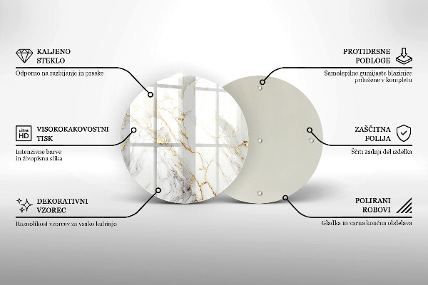 Kuchynská doska veľká zo skla Svetlý mramor so zlatom