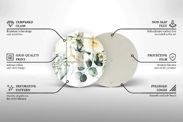 Kuchynská doska veľká zo skla Akvarelové kvety