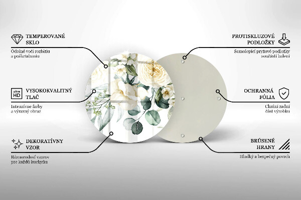 Kuchynská doska veľká zo skla Akvarelové kvety