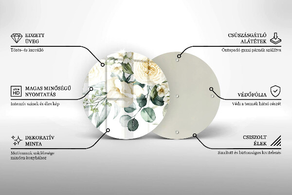 Kuchynská doska veľká zo skla Akvarelové kvety