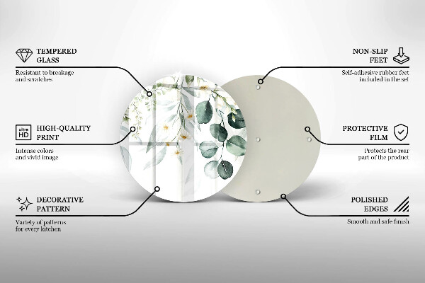 Kuchynská doska veľká zo skla Akvarelové rastliny
