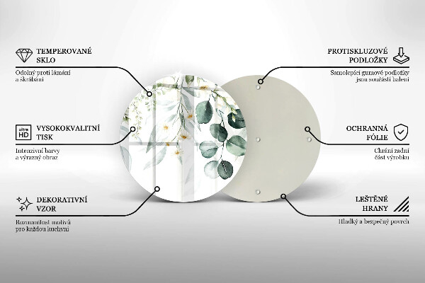 Kuchynská doska veľká zo skla Akvarelové rastliny