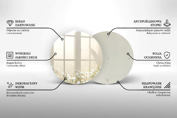 Kuchynská doska veľká zo skla Sadrové boho kvety