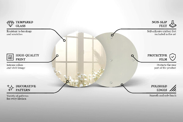 Kuchynská doska veľká zo skla Sadrové boho kvety