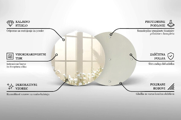 Kuchynská doska veľká zo skla Sadrové boho kvety