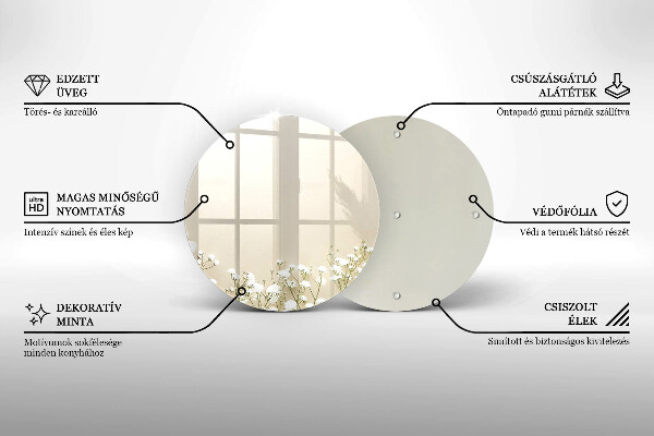 Kuchynská doska veľká zo skla Sadrové boho kvety