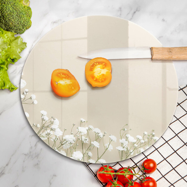 Kuchynská doska veľká zo skla Sadrové boho kvety