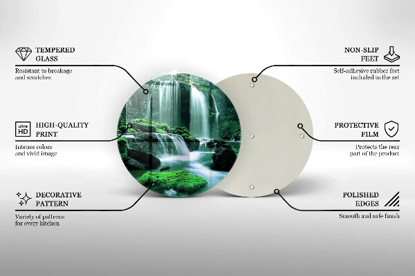 Kuchynská doska veľká zo skla Divoký vodopád v džungli