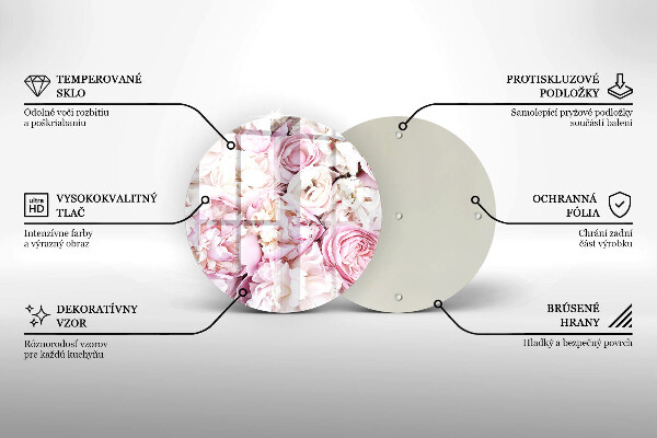 Kuchynská doska veľká zo skla Pivoňková kytica