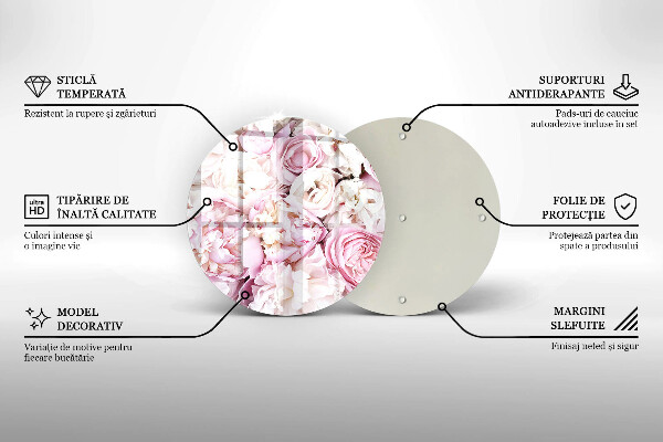 Kuchynská doska veľká zo skla Pivoňková kytica