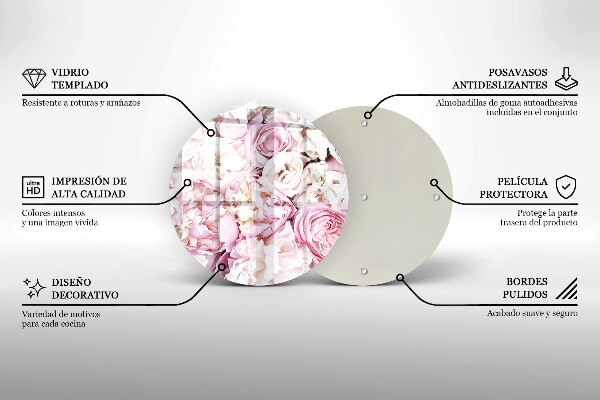Kuchynská doska veľká zo skla Pivoňková kytica