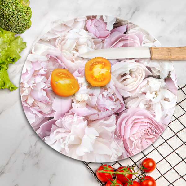 Kuchynská doska veľká zo skla Pivoňková kytica